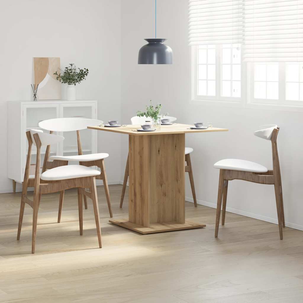 vidaXL Mesa de comedor madera de ingeniería roble artisan 80x80x75 cm