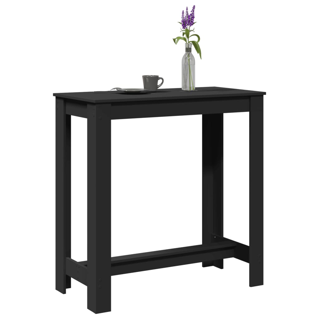 vidaXL Mesa alta de bar madera ingeniería negra 102x50x103,5 cm