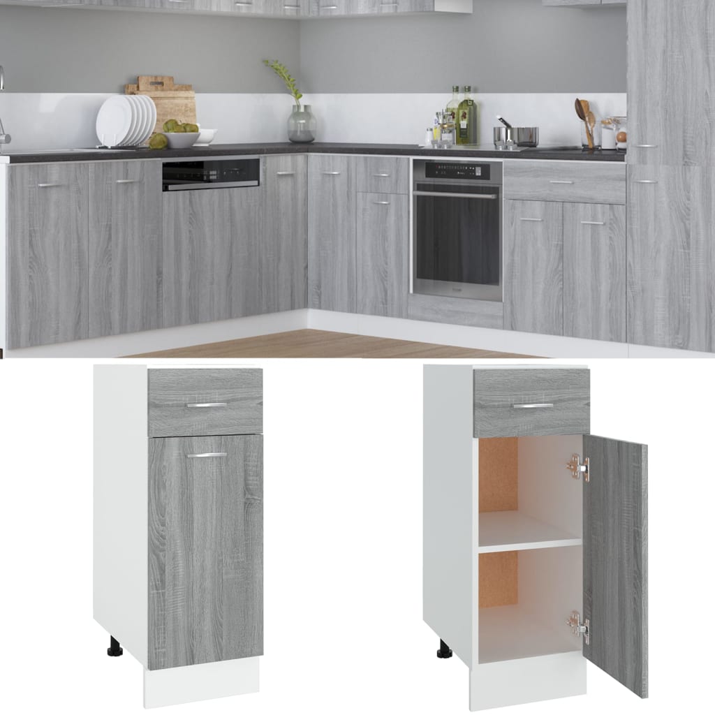 vidaXL Mueble bajo con cajón "Lyon" gris Sonoma, 30 x 46 x 81,5 cm, madera de ingeniería,