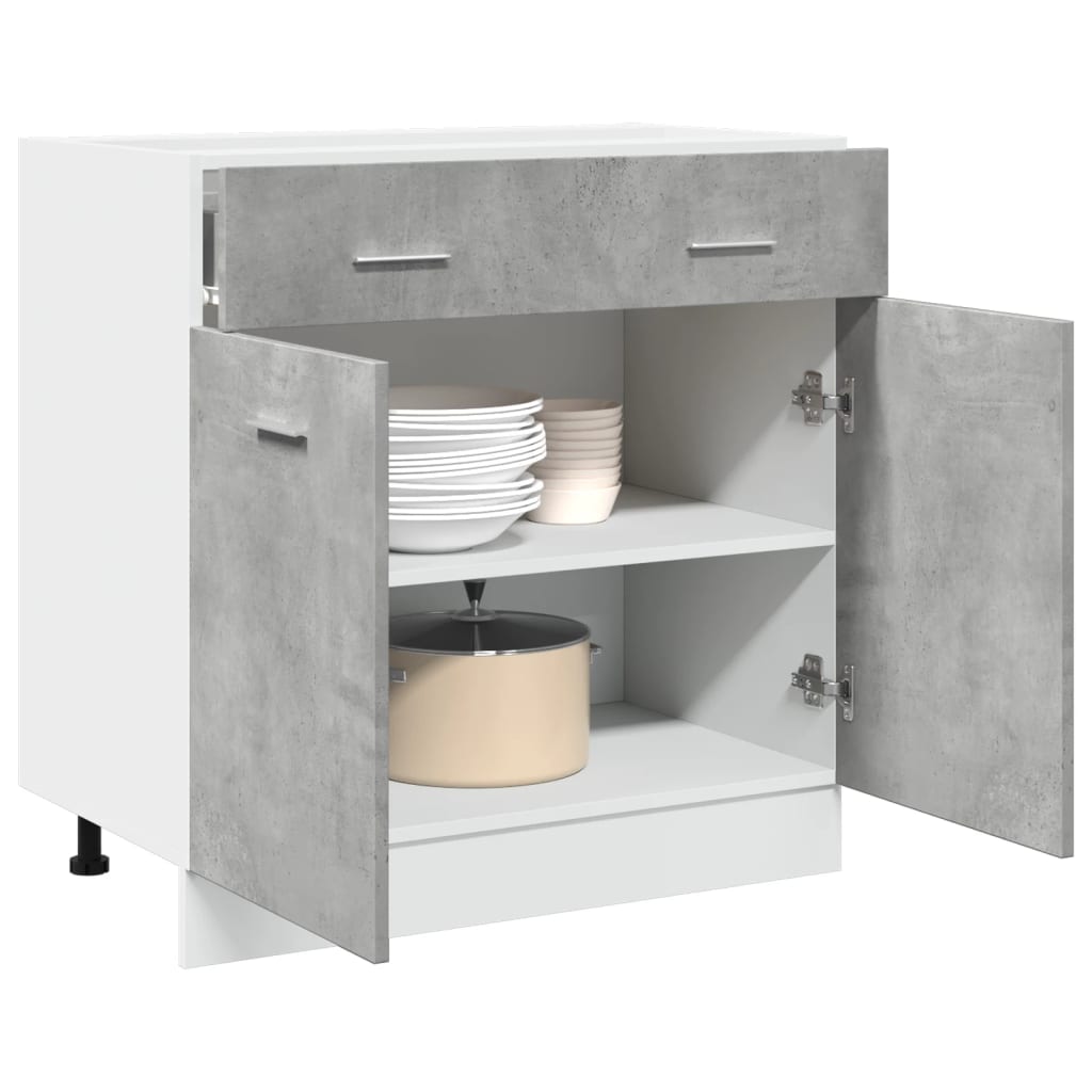 vidaXL Mueble bajo con cajón "Lyon" de, gris hormigón, 80 x 46 x 81,5 cm, madera de ingeniería