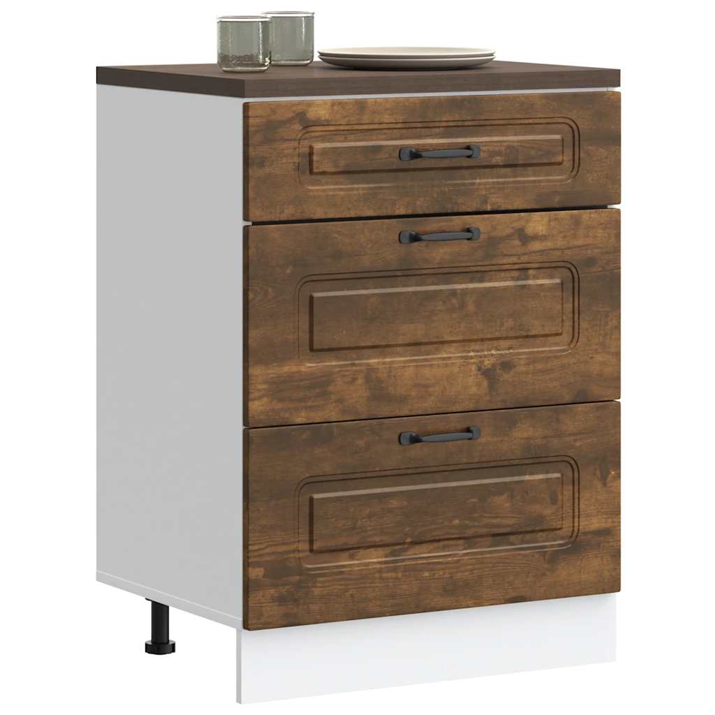 vidaXL Mueble bajo de cocina Kalmar de madera ingeniería roble ahumado