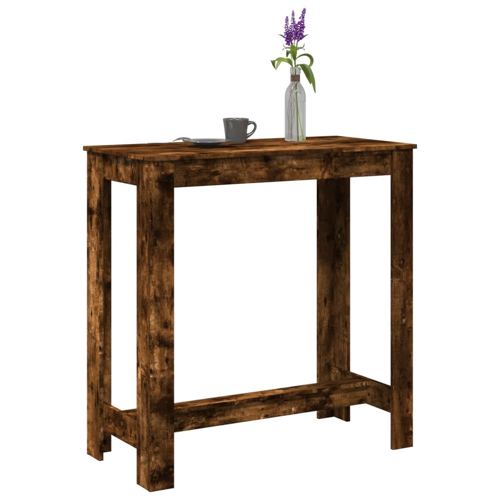 vidaXL Mesa alta de bar madera ingeniería roble ahumado 102x50x103,5cm
