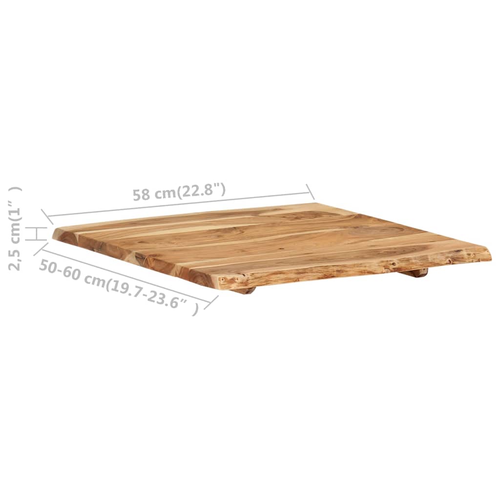 vidaXL Superficie de mesa de madera maciza de acacia 58x(50-60)x2,5 cm - Image 3