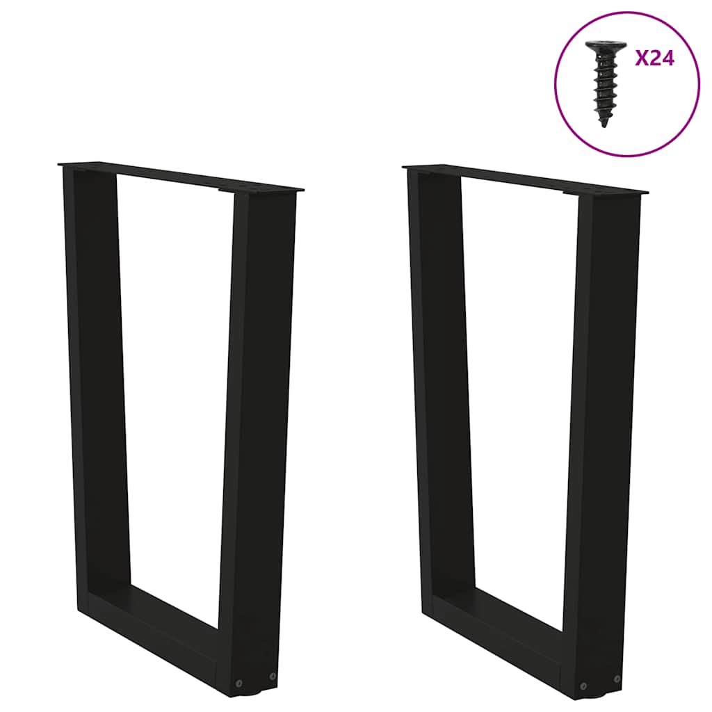 vidaXL Patas para mesa de comedor en forma de V (2 unidades), color negro, 60 x (72-73,3) cm, acero - Image 3