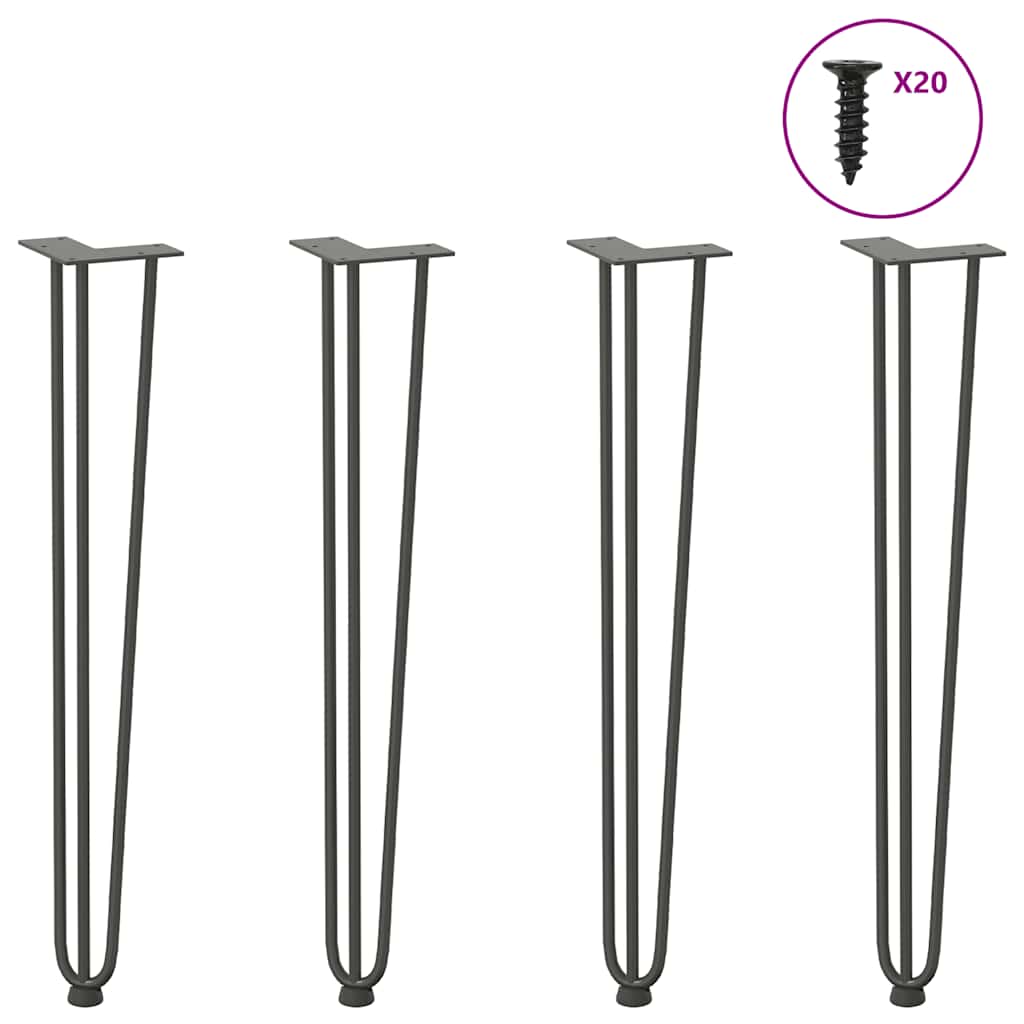 vidaXL Patas de horquilla para consolas para consolas 4 unidades Antracita 72 cm Acero macizo