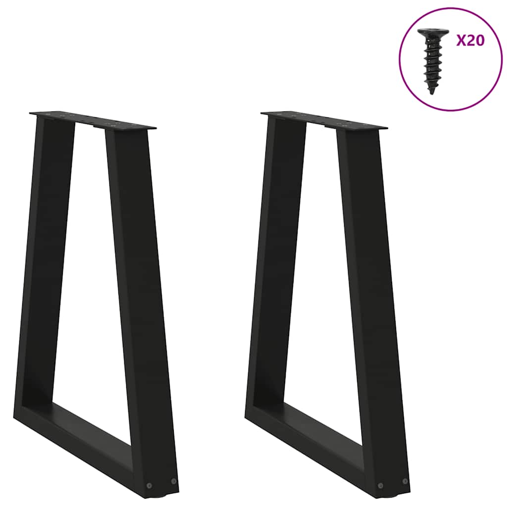 vidaXL Patas para mesa de comedor en forma de V (2 unidades), color negro, 60 x (72-73,3) cm, acero - Image 3