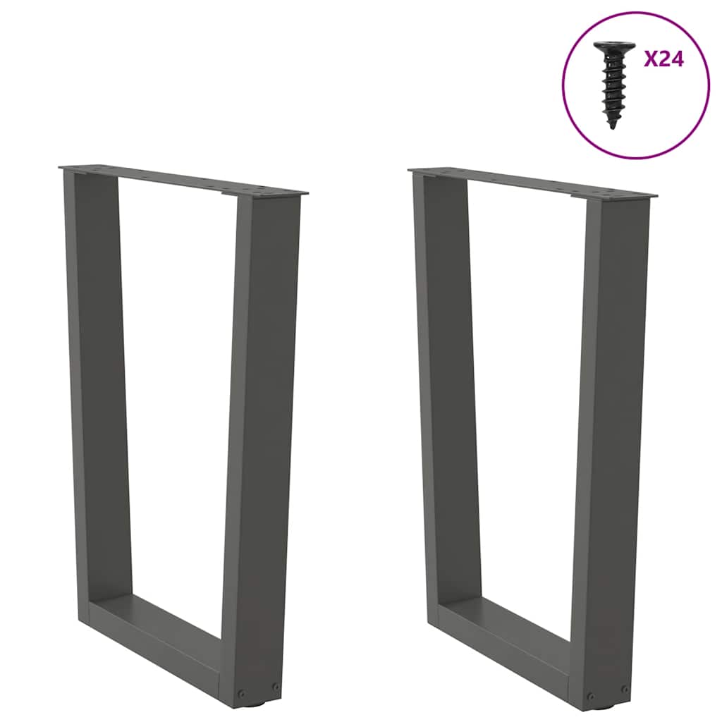 vidaXL Patas para mesa de comedor en forma de V (2 unidades), antracita, 60 x (72-73,3) cm, acero - Image 4