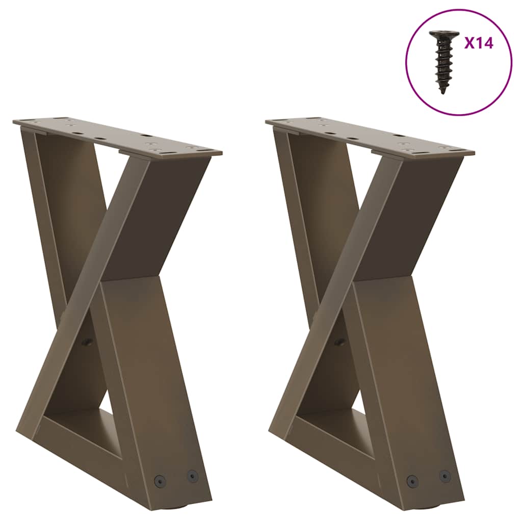 vidaXL Patas para mesa de centro (2 unidades), acero natural, 40 x (30-31,3) cm.