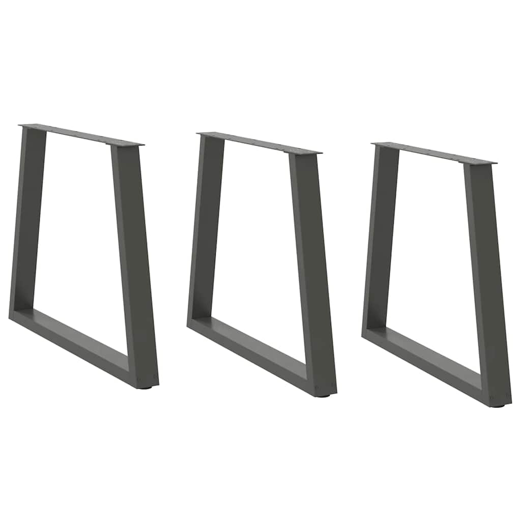 vidaXL Patas para mesa de comedor en forma de V (3 unidades), antracita, 70 x (72-73,3) cm, acero
