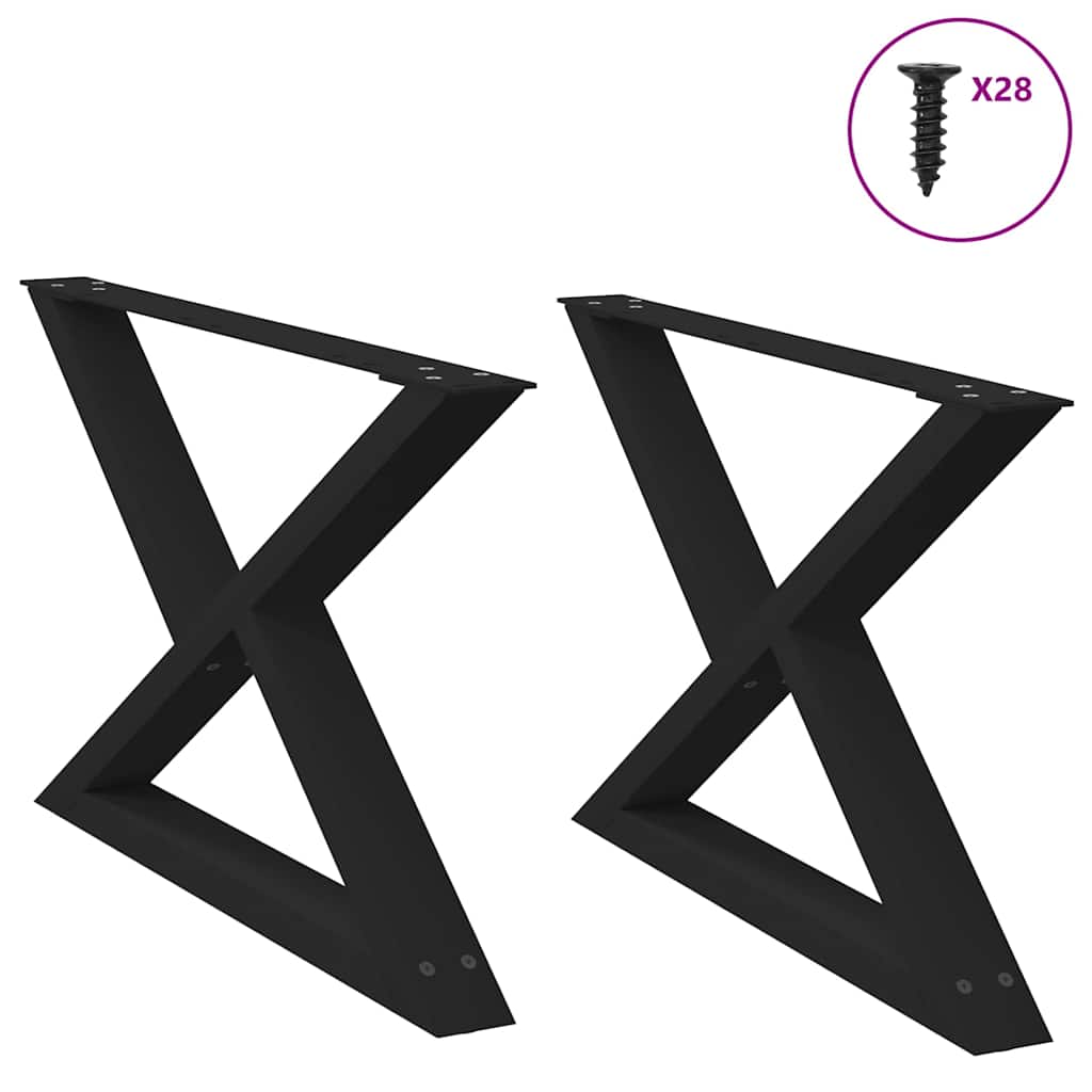 vidaXL Patas para mesa de centro (2 unidades), color negro, 70 x (42-43,3) cm, acero