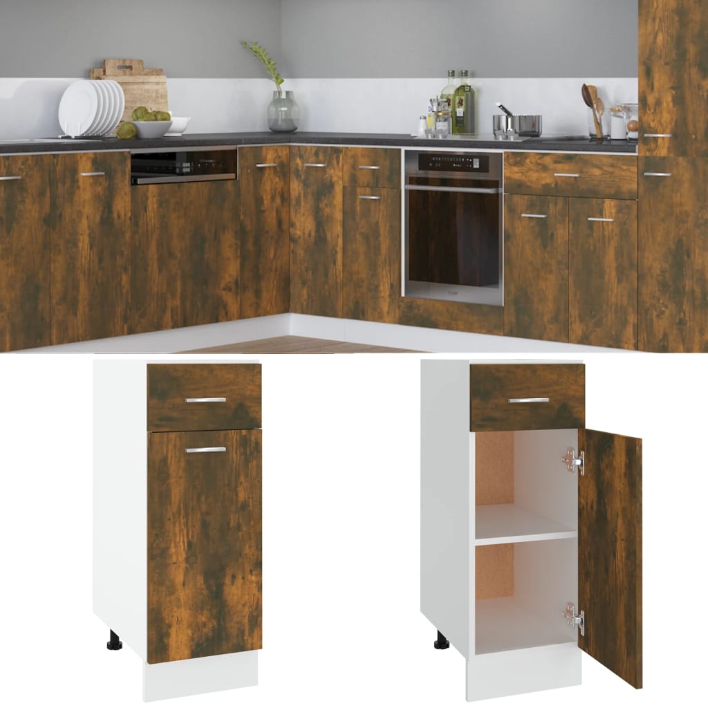vidaXL Mueble bajo con cajón "Lyon" roble ahumado 30x46x81,5 cm Madera de ingeniería