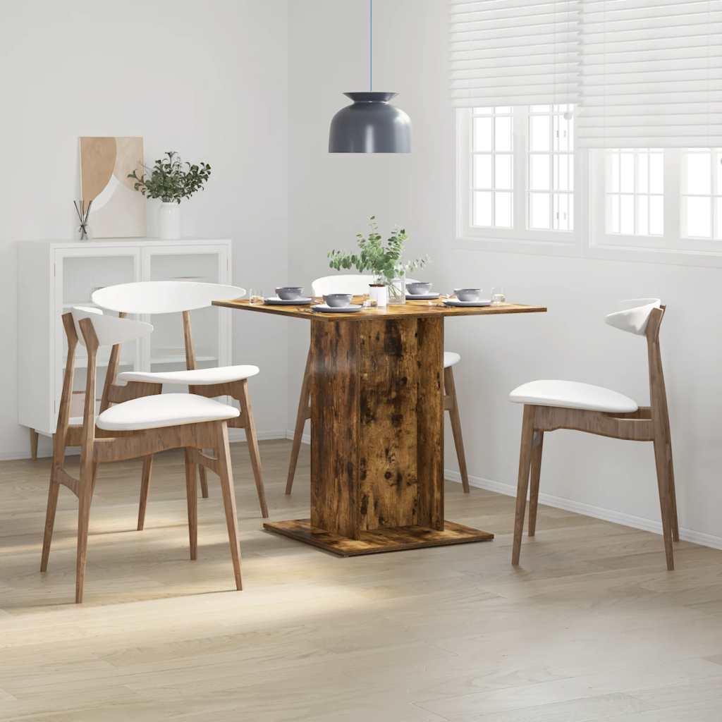 vidaXL Mesa de comedor madera contrachapada roble ahumado 80x80x75 cm
