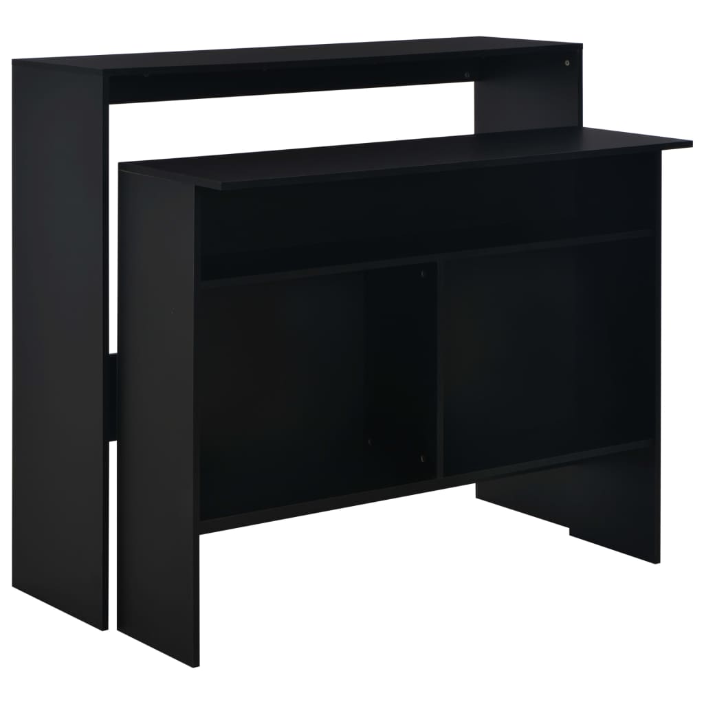 vidaXL Mesa alta de bar con 2 tableros negro 130x40x120 cm