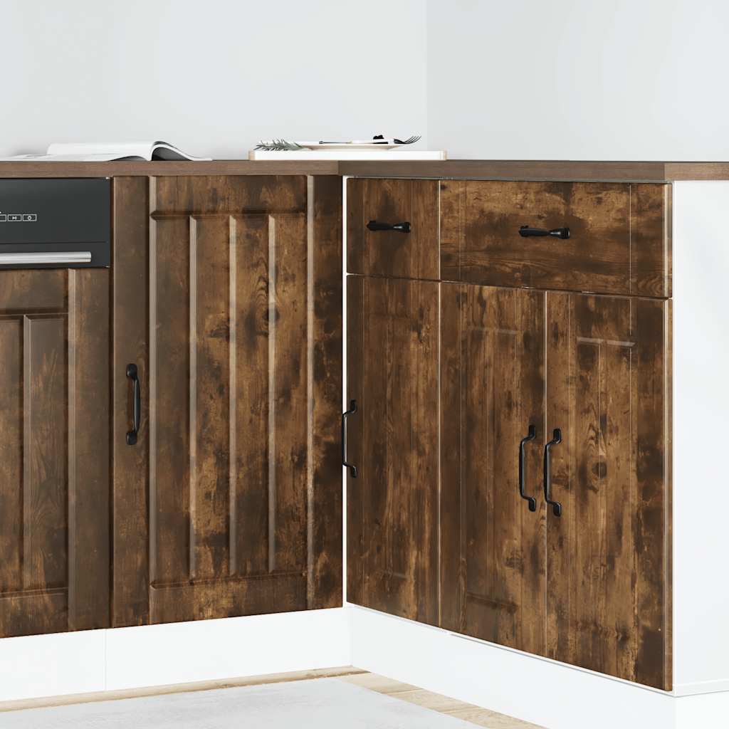 vidaXL Mueble bajo de cocina Lucca madera contrachapada roble ahumado