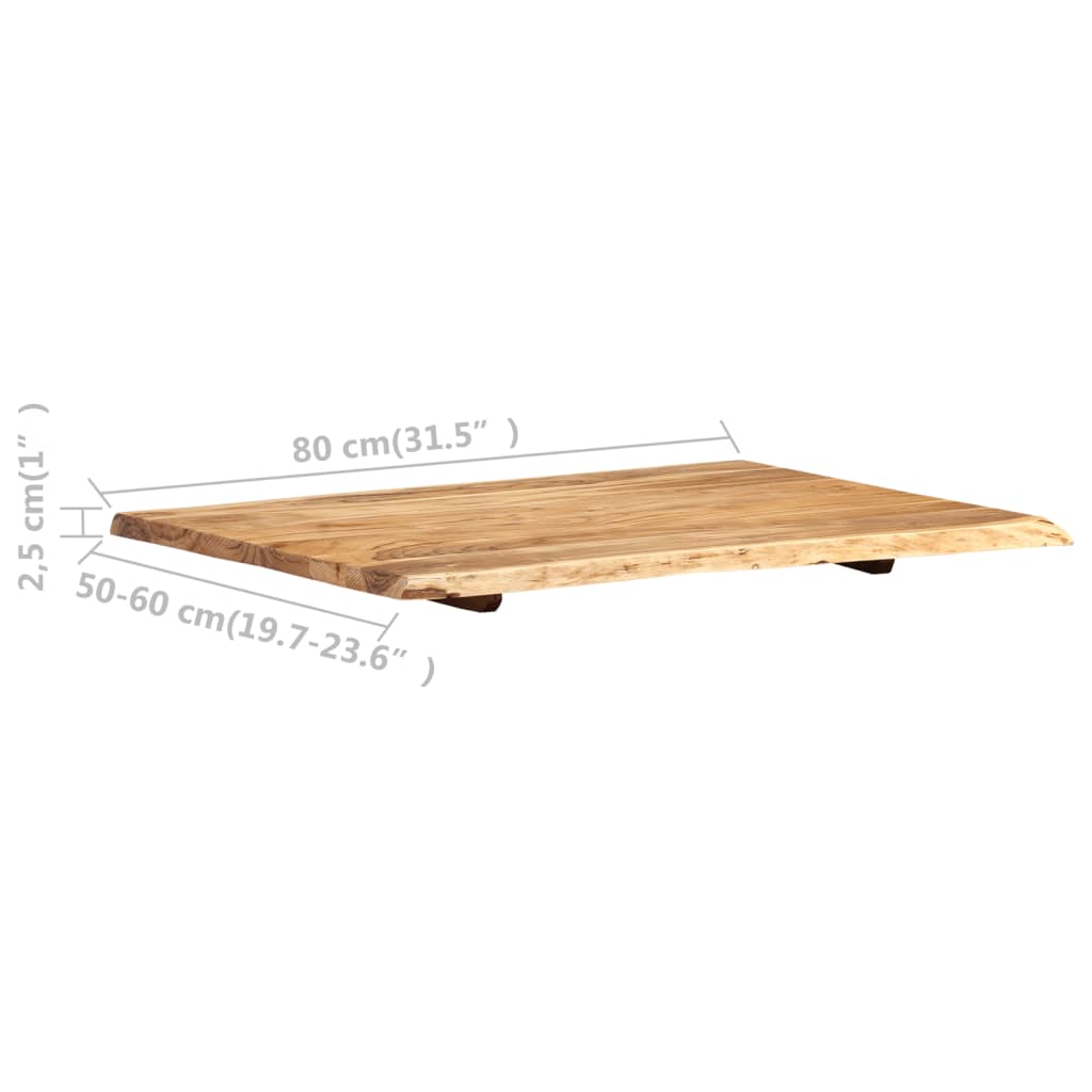 vidaXL Superficie de mesa de madera maciza de acacia 80x(50-60)x2,5 cm - Image 4