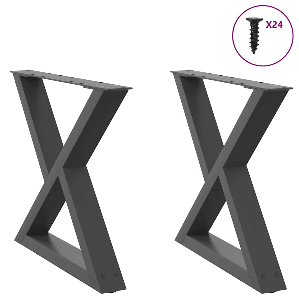 vidaXL Patas para mesa de centro (2 unidades), antracita, 50 x (42-43,3) cm, acero