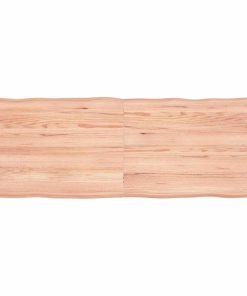 vidaXL Tablero mesa madera tratada borde natural marrón 140x50x(2-6)cm