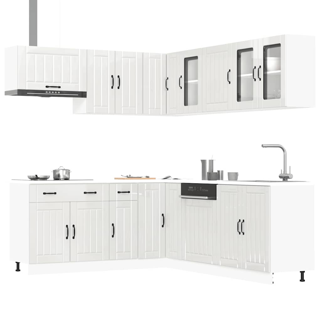 vidaXL Mueble cocina Lucca blanco brillo 11 pzas madera contrachapada
