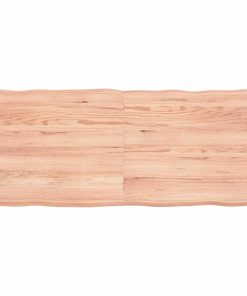 vidaXL Tablero mesa madera tratada borde natural marrón 120x50x(2-6)cm