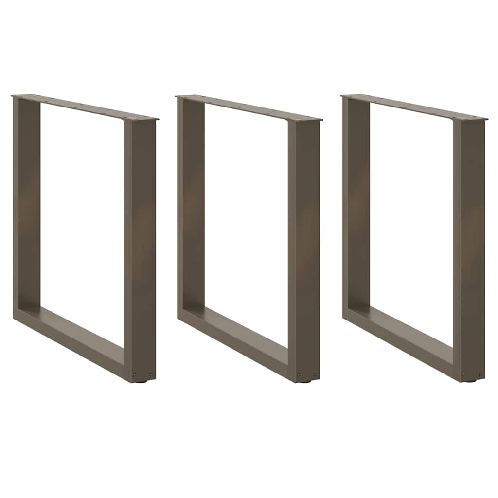 vidaXL Patas para mesa de comedor en forma de U (3 unidades, acero natural, 90 x 72-73 cm)