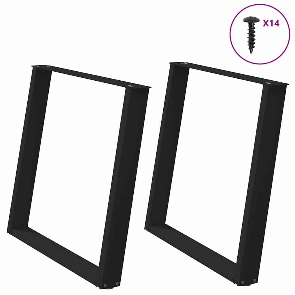 vidaXL Patas para mesa de comedor en forma de U (2 unidades), color negro, 90 x (72-73) cm, acero