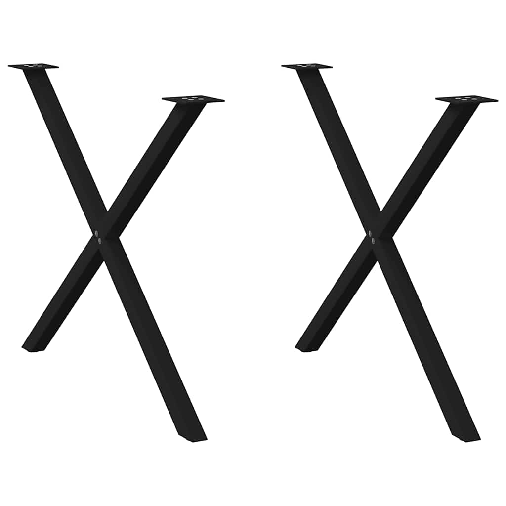vidaXL Patas para mesa de comedor en forma de X (2 unidades), color negro, 90 x (72-73) cm, acero