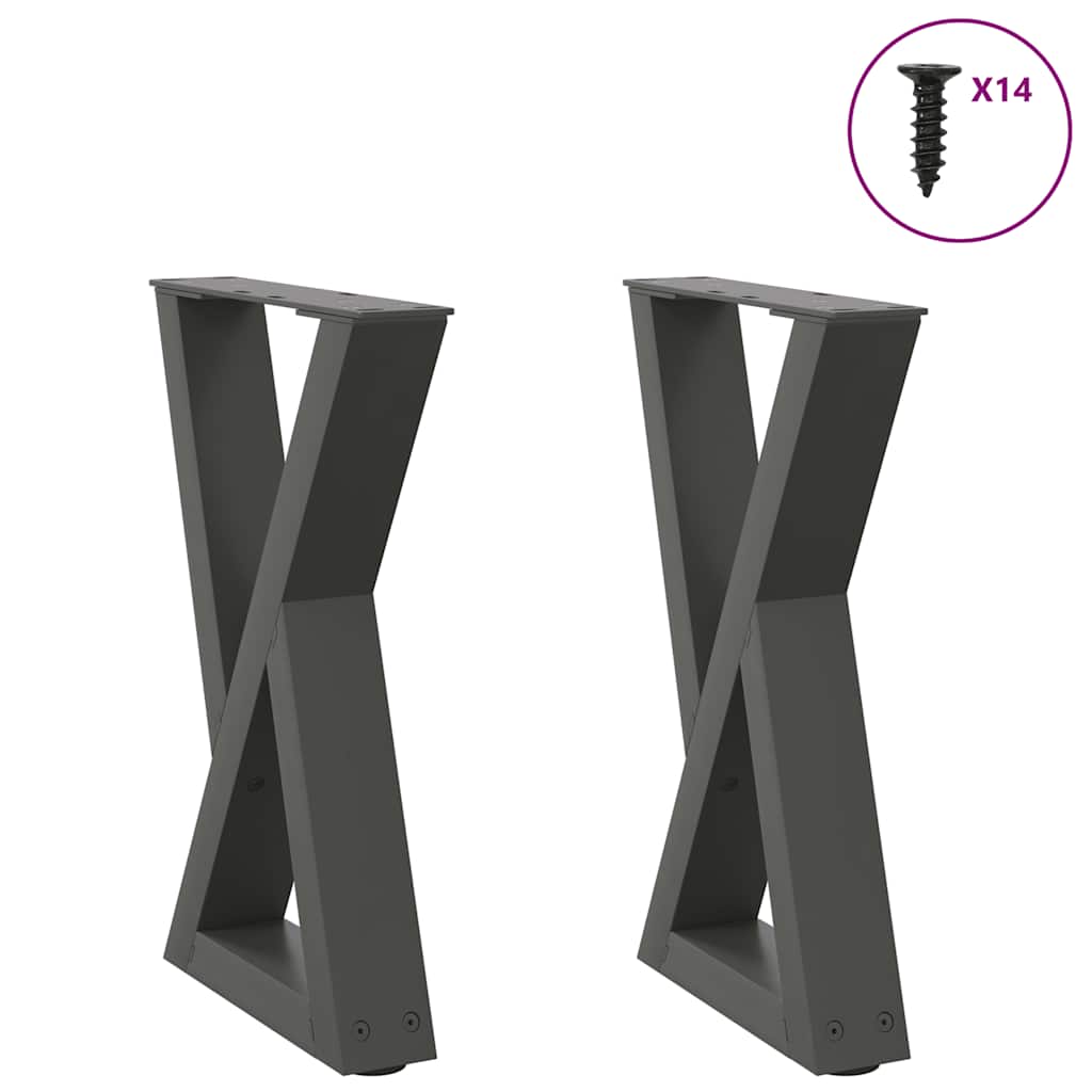 vidaXL Patas para mesa de centro (2 unidades), antracita, 28 x (42-43,3) cm, acero