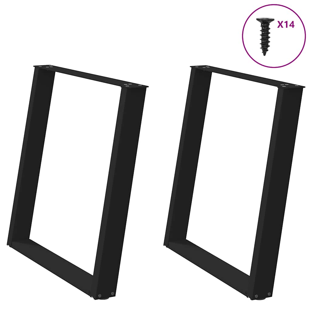 vidaXL Patas para mesa de comedor en forma de U (2 unidades), color negro, 70 x (72-73) cm, acero