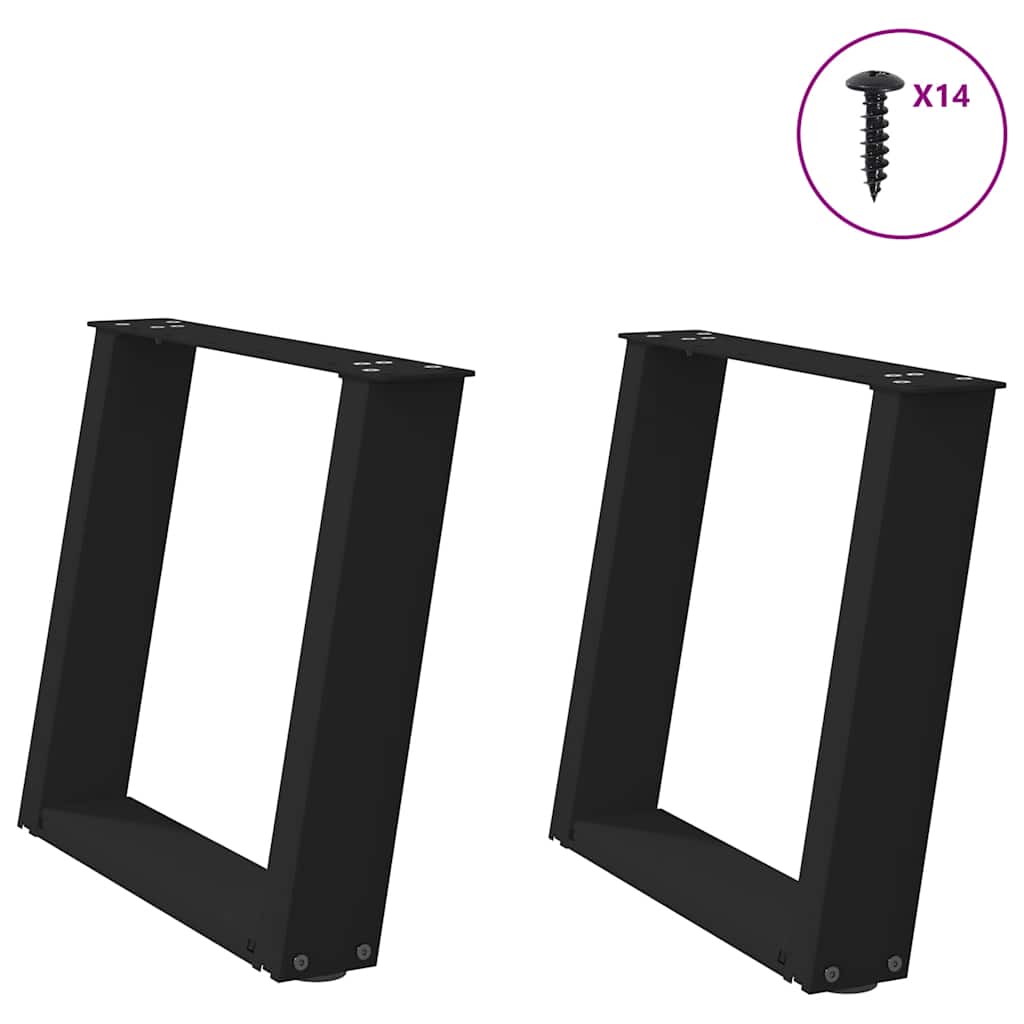 vidaXL Patas para mesa de centro en forma de U (2 unidades), color negro, 50 x (42-43) cm, acero