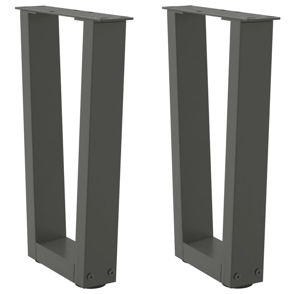 vidaXL Patas para mesa de centro en forma de V (2 unidades), antracita, 28 x (42-43,3) cm, acero