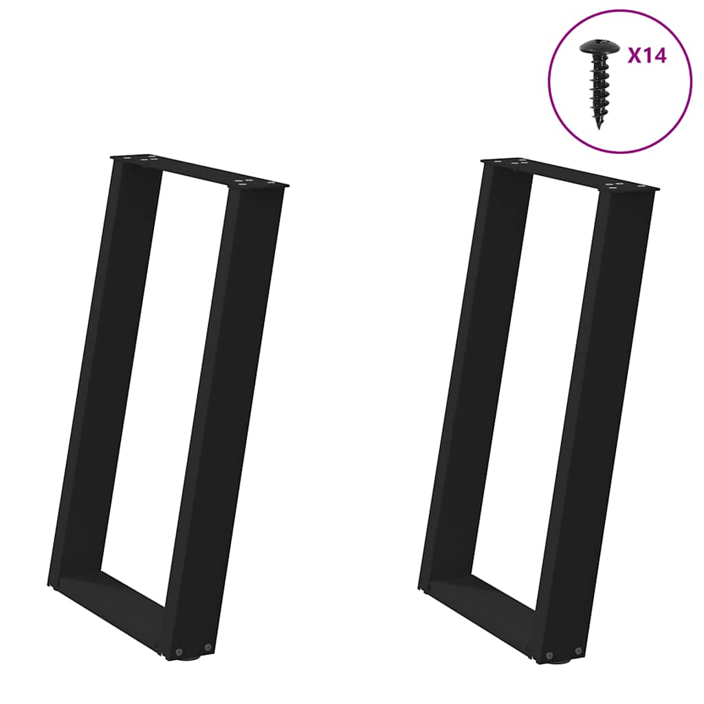 vidaXL Patas para mesa de comedor en forma de U (2 unidades), color negro, 50 x (72-73) cm, acero