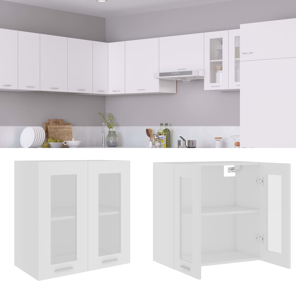 vidaXL Vitrina colgante de madera de ingeniería "Lyon" blanca 60x31x60 cm