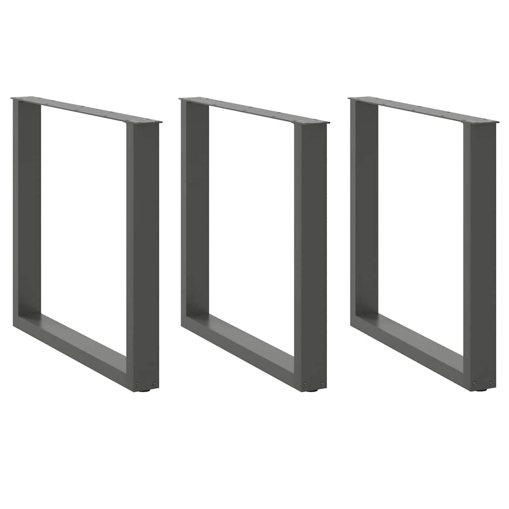 vidaXL Patas para mesa de comedor en forma de U (3 unidades), antracita, 90 x (72-73) cm, acero