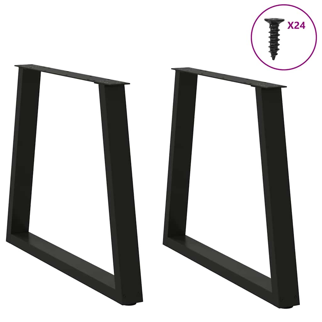 vidaXL Patas para mesa de comedor en forma de V (2 unidades), color negro, 80 x (72-73,3) cm, acero - Image 3
