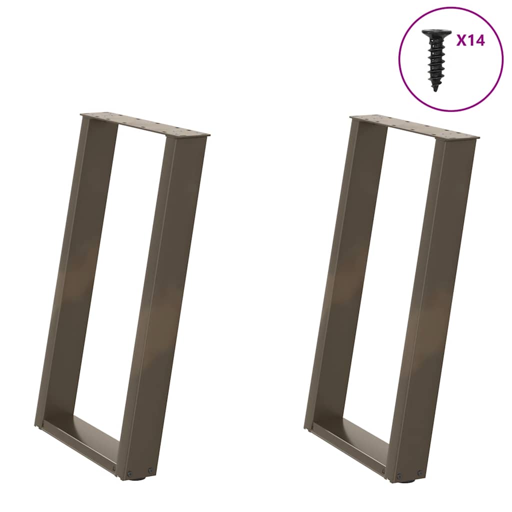 vidaXL Patas para mesa de comedor en forma de U (2 unidades, acero natural, 60 x 72-73 cm)