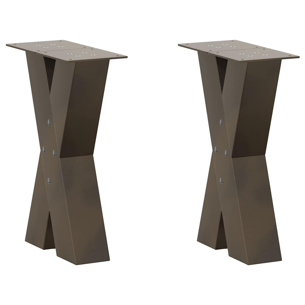 vidaXL Patas para mesa de centro en forma de X (2 unidades, acero natural, 28 x 42-43 cm)