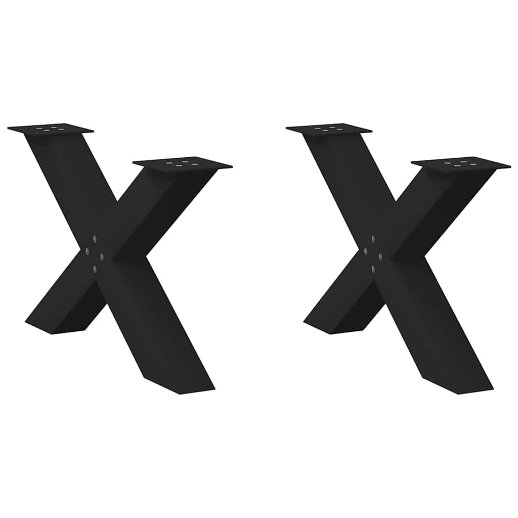 vidaXL Patas para mesa de centro en forma de X (2 unidades), color negro, 70 x (42-43) cm, acero