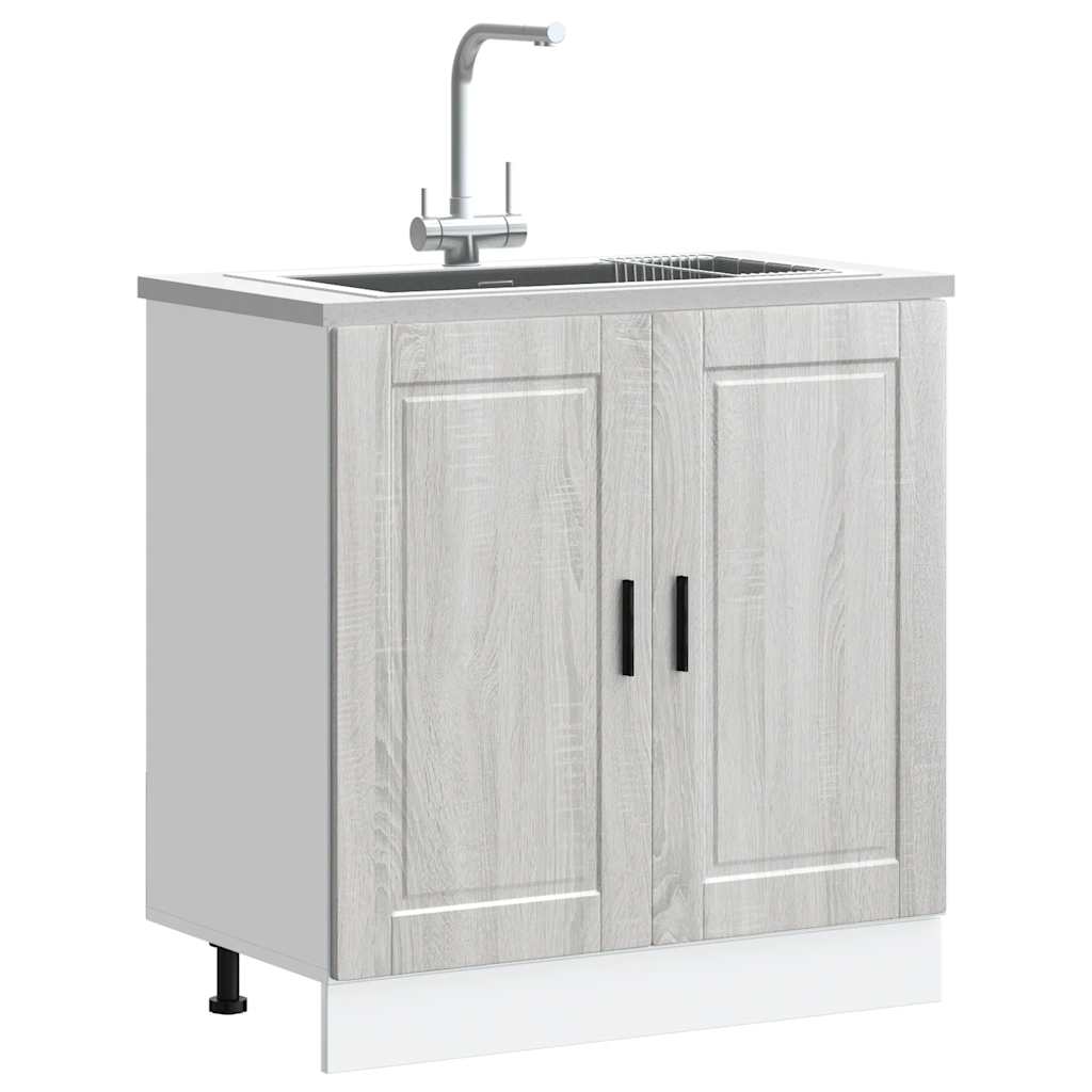 vidaXL Mueble bajo fregadero Porto gris sonoma madera diseñada