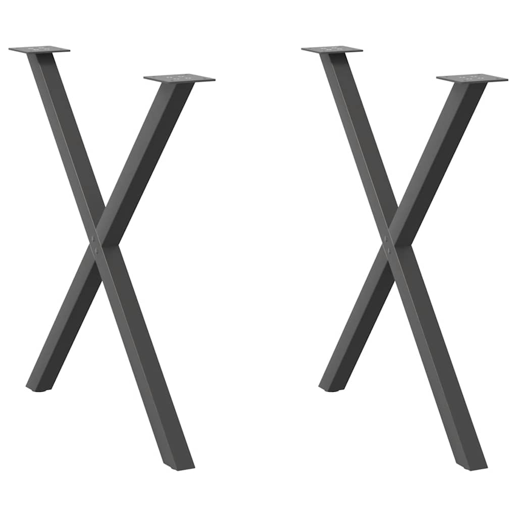 vidaXL Patas para mesa de comedor en forma de X (2 unidades), antracita, 80 x (72-73) cm, acero