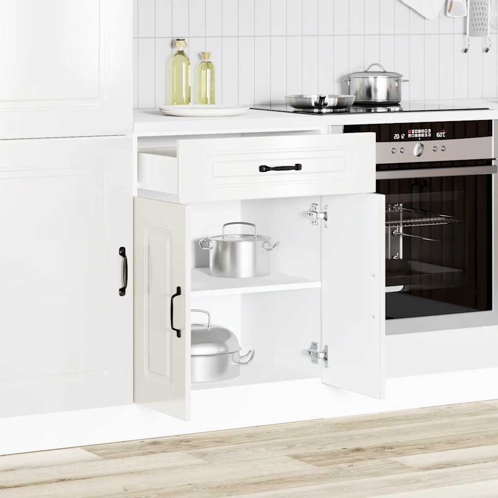 vidaXL Mueble bajo cocina Kalmar madera ingeniería blanca alto brillo