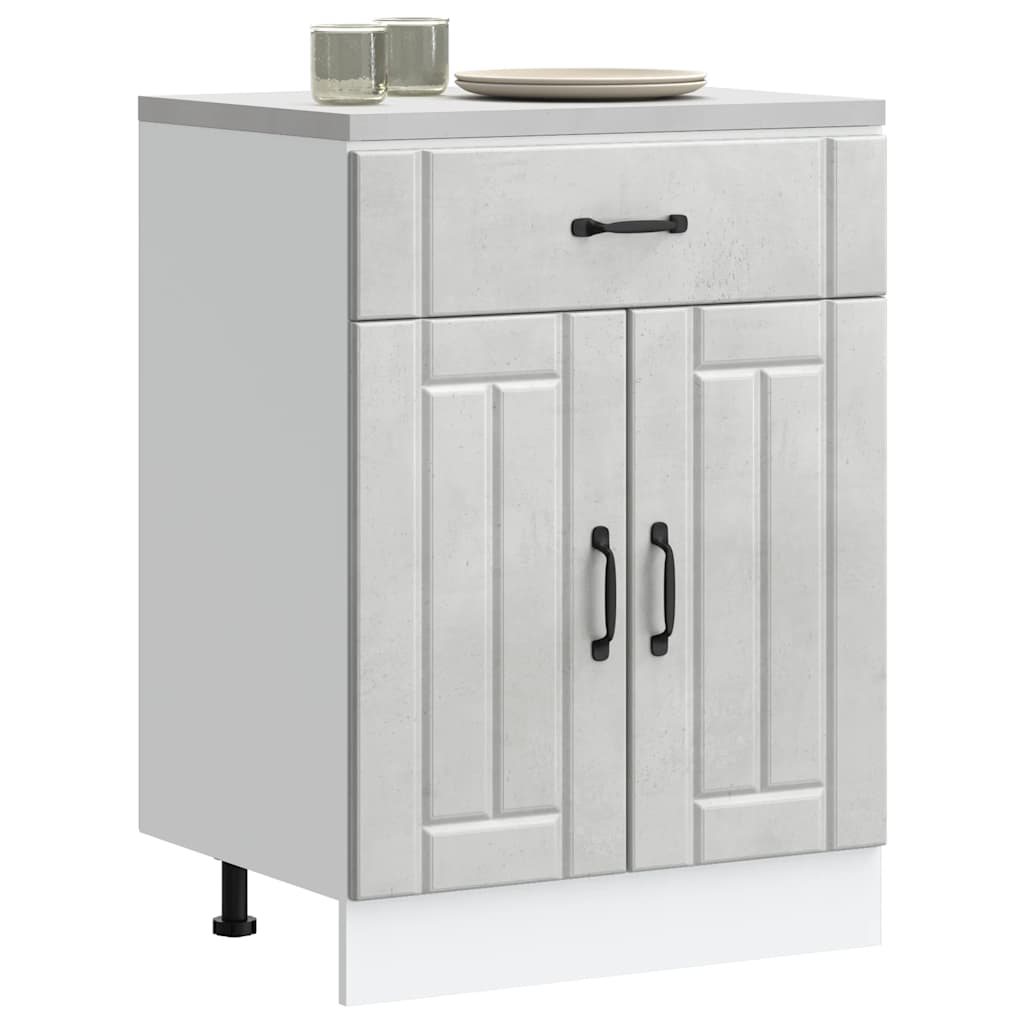 vidaXL Mueble bajo de cocina Lucca madera contrachapada gris cemento