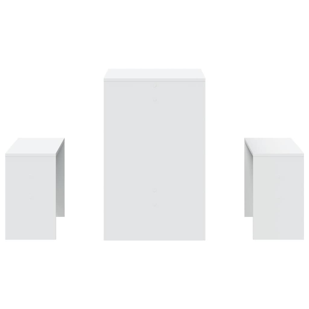 vidaXL Set mesa y banco de comedor 3 pzas madera de ingeniería blanco - Image 5