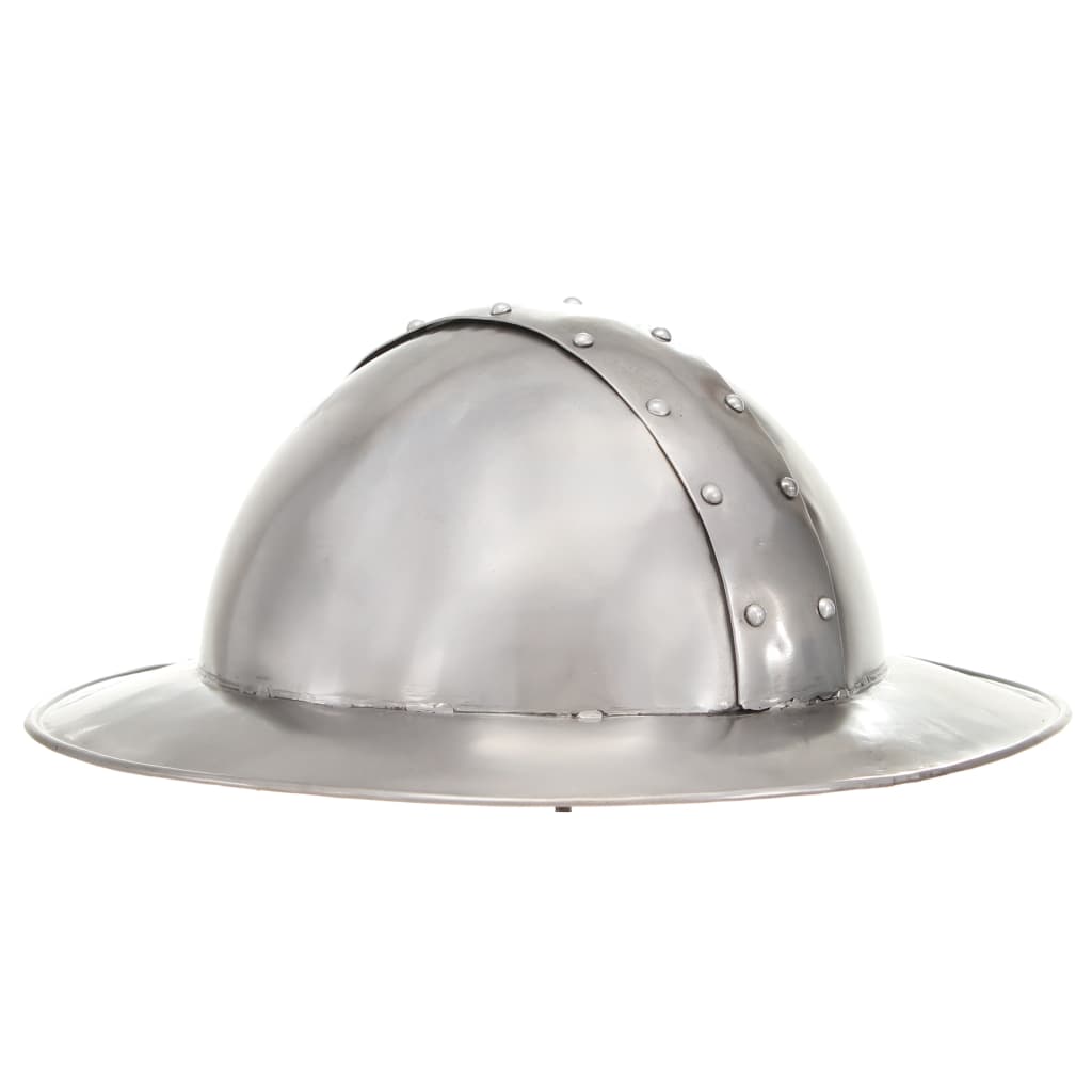 vidaXL Réplica de casco de caballero medieval antiguo LARP acero plata