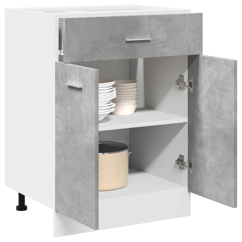 vidaXL Mueble bajo con cajón "Lyon" de, gris hormigón, 60 x 46 x 81,5 cm, madera de ingeniería