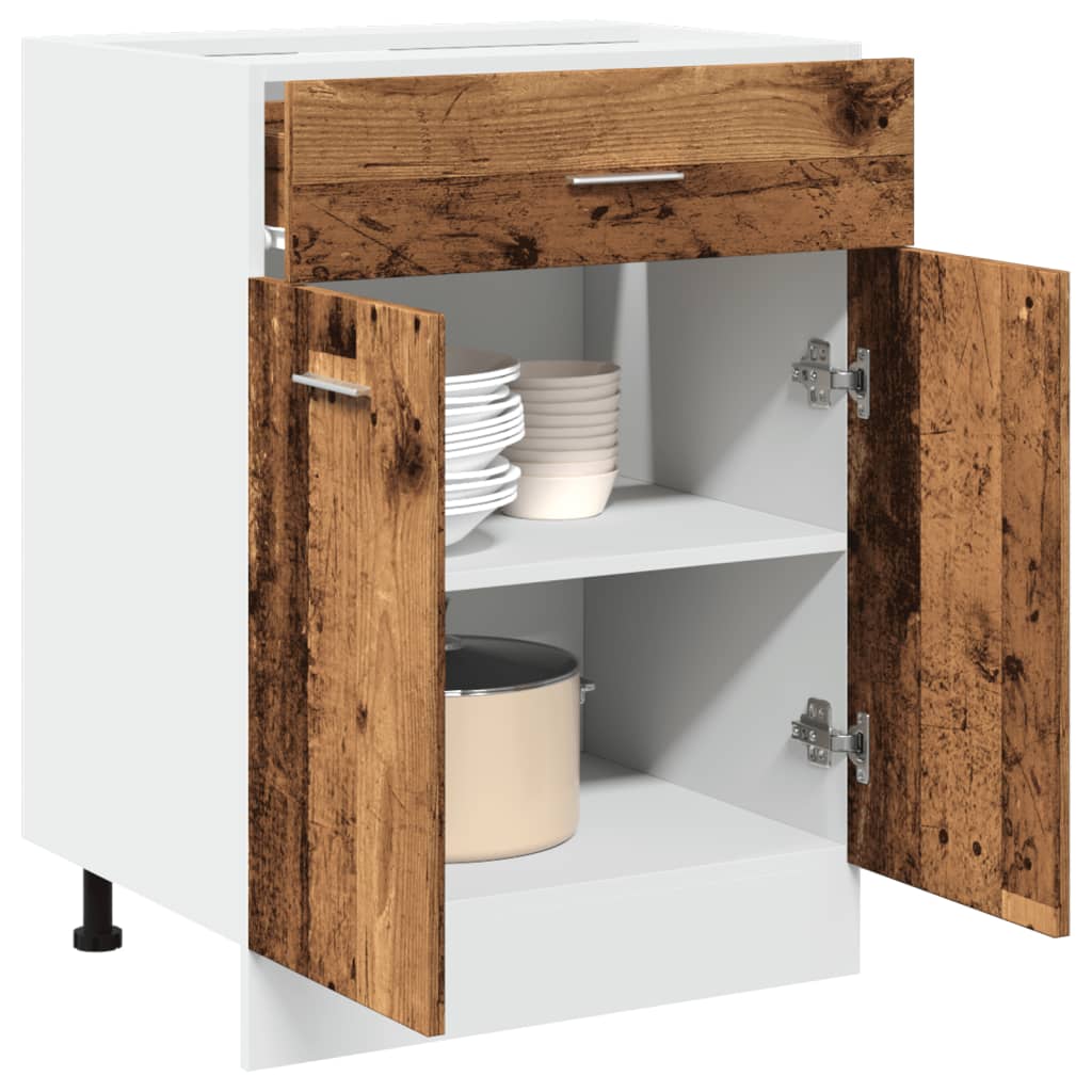 vidaXL Mueble bajo con cajón "Lyon" de, madera vieja, 60 x 46 x 81,5 cm, madera de ingeniería