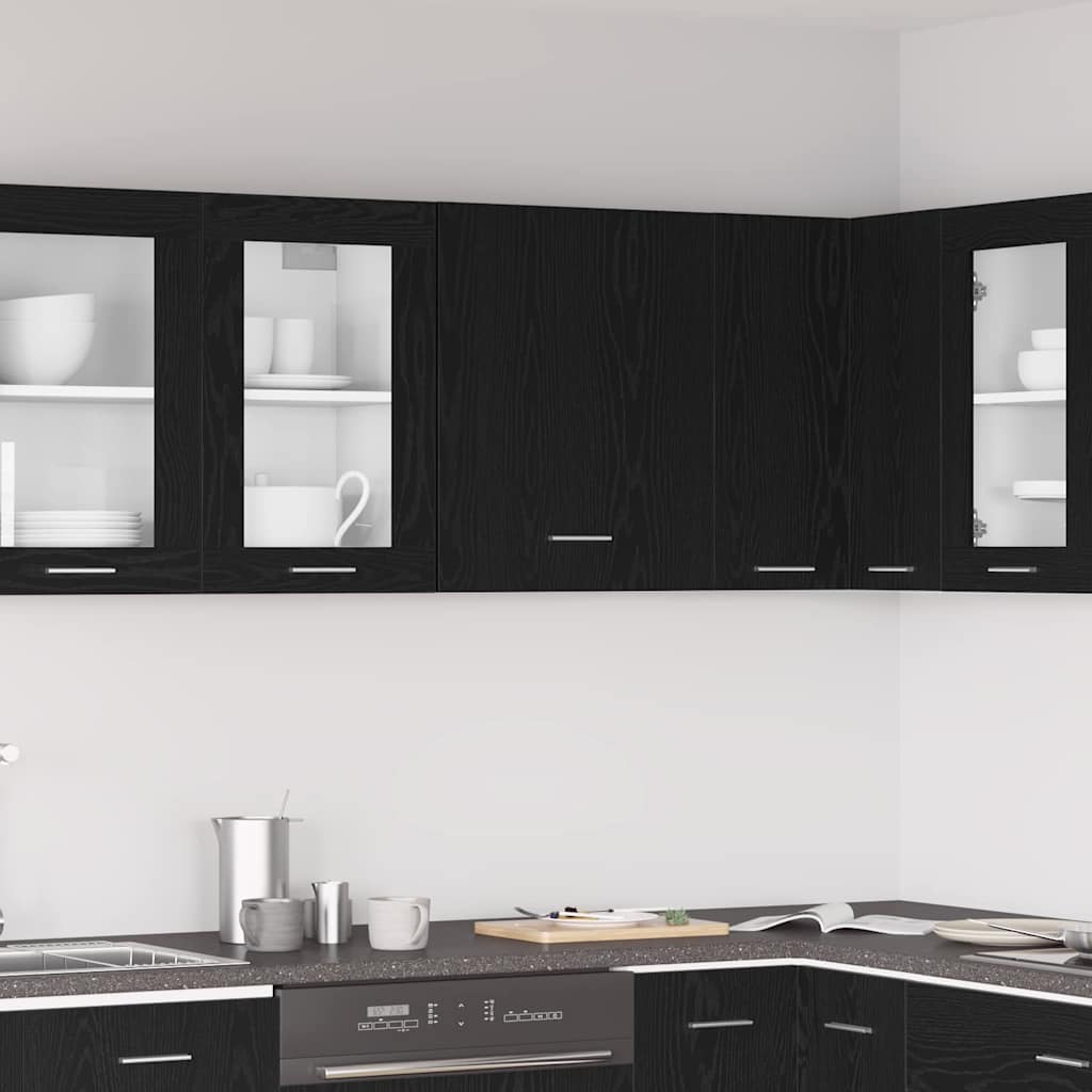 vidaXL Mueble colgante con estante Riga Roble negro 50 x 31 x 60 cm