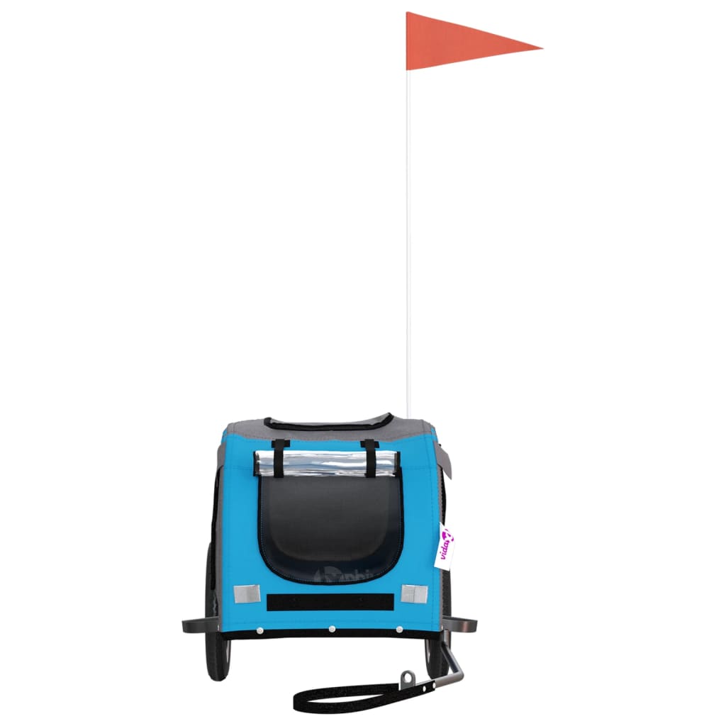 vidaXL Remolque de bicicleta mascotas hierro tela Oxford azul gris - Image 4