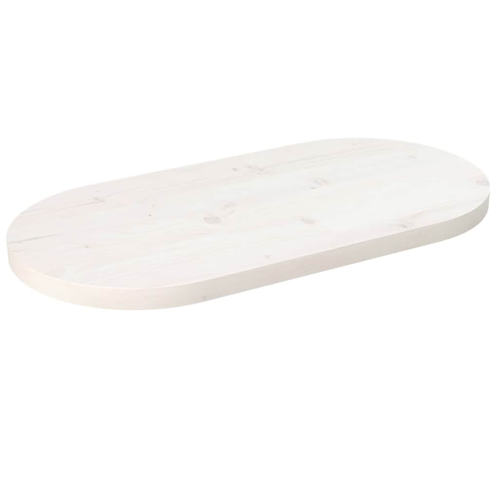 vidaXL Tablero de mesa ovalado madera maciza pino blanco 60x30x2,5 cm