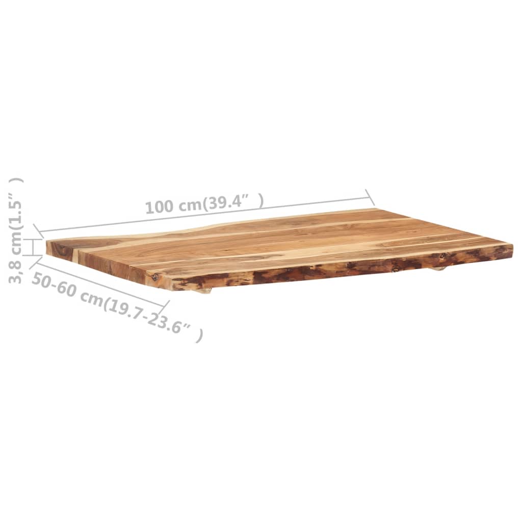 vidaXL Superficie de mesa de madera maciza de acacia 100x(50-60)x3,8 cm - Image 4