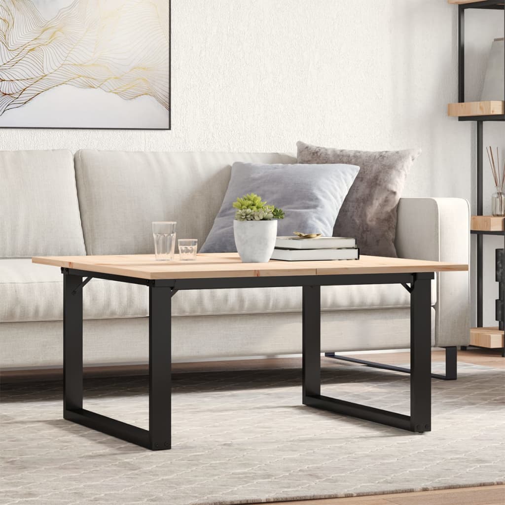 vidaXL Mesa de centro marco O madera maciza pino y acero 80x80x45 cm